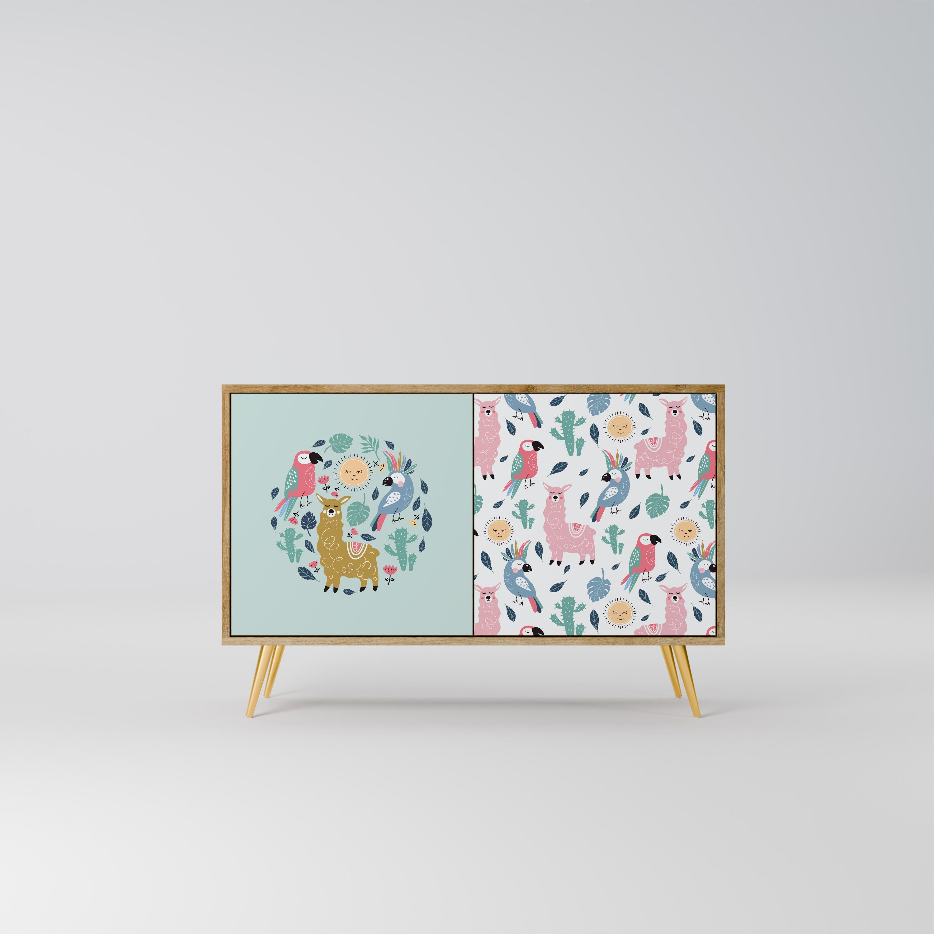 COLORFUL ALPACAS 2-Door Sideboard in Oak Effect