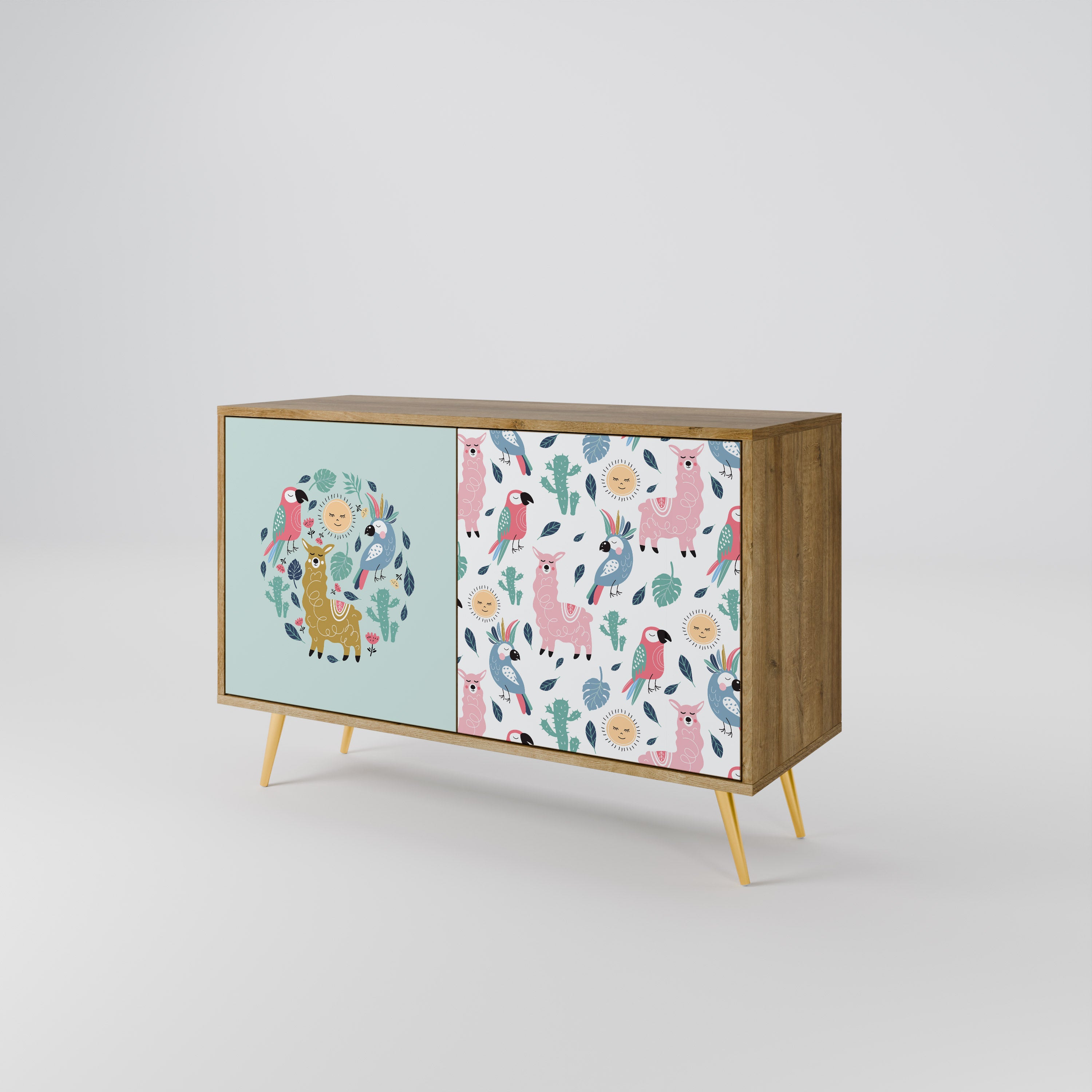 COLORFUL ALPACAS 2-Door Sideboard in Oak Effect