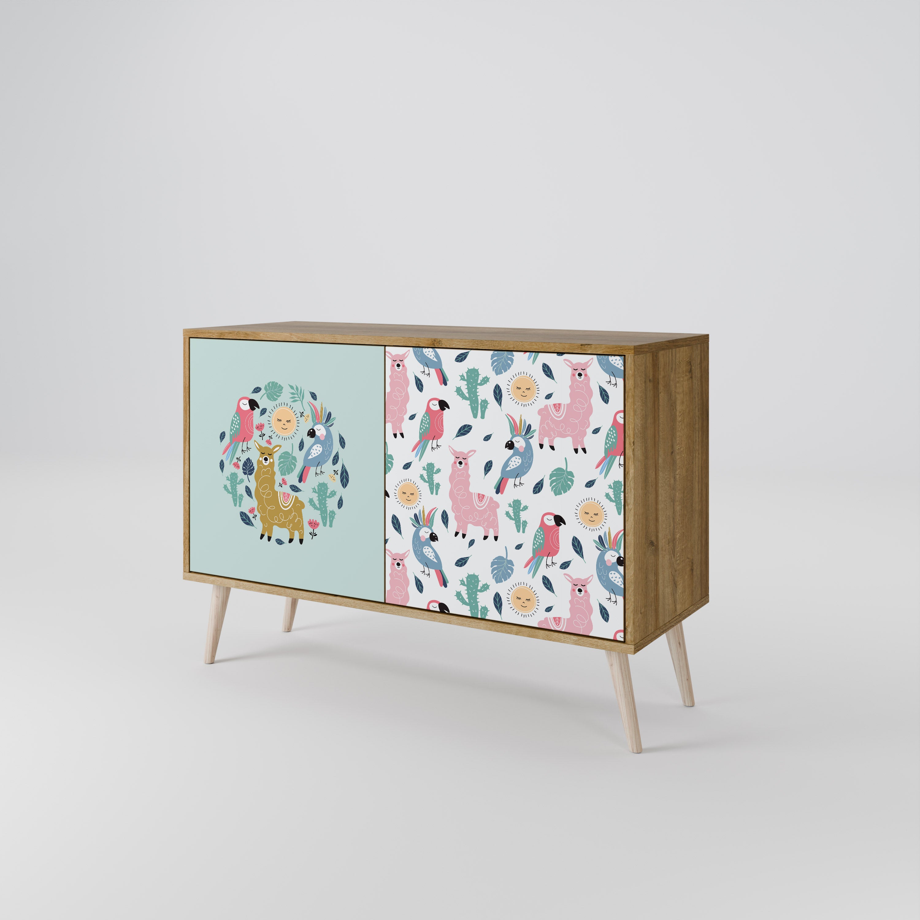 COLORFUL ALPACAS 2-Door Sideboard in Oak Effect