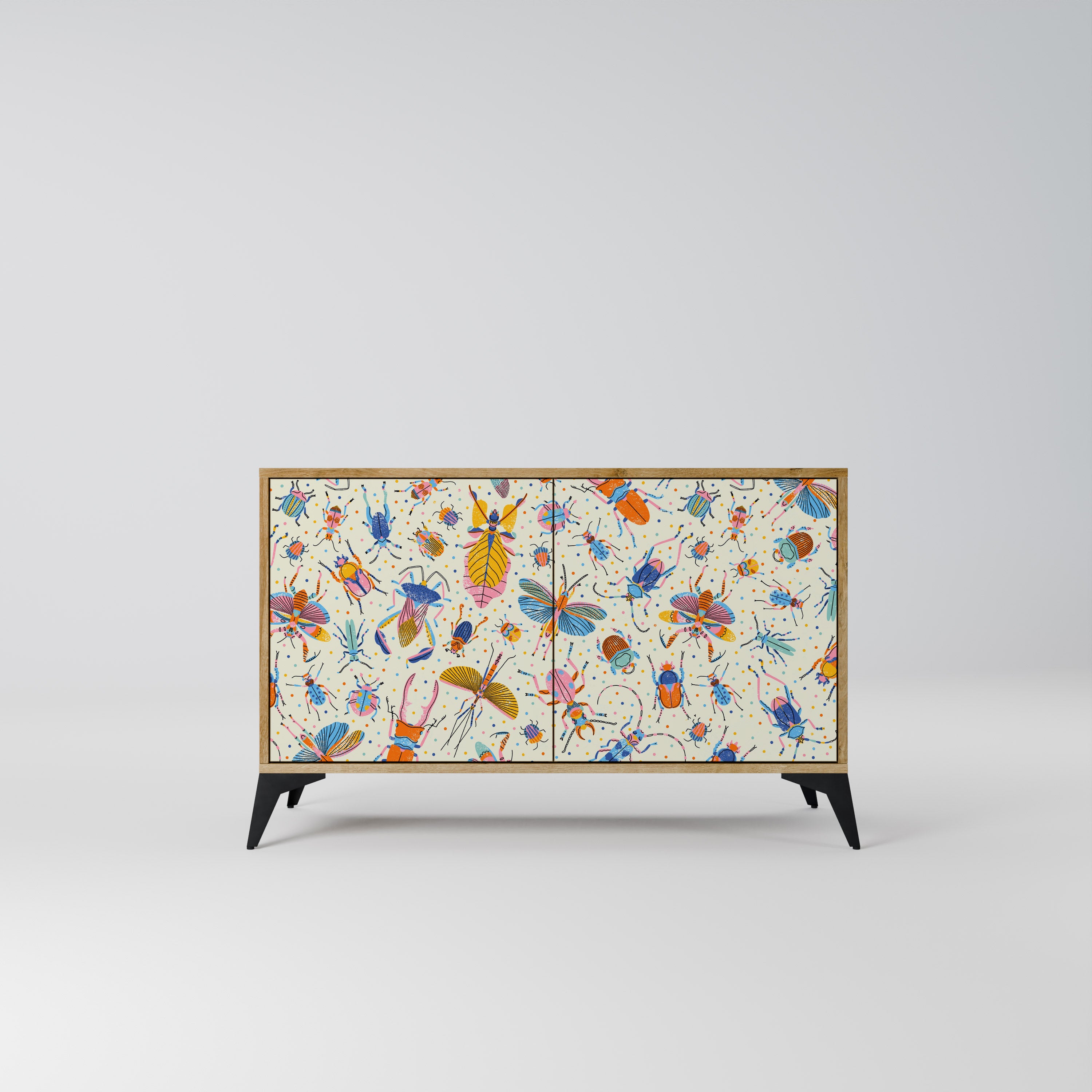COLORFUL INSECTS 2-Door Sideboard in Oak Effect