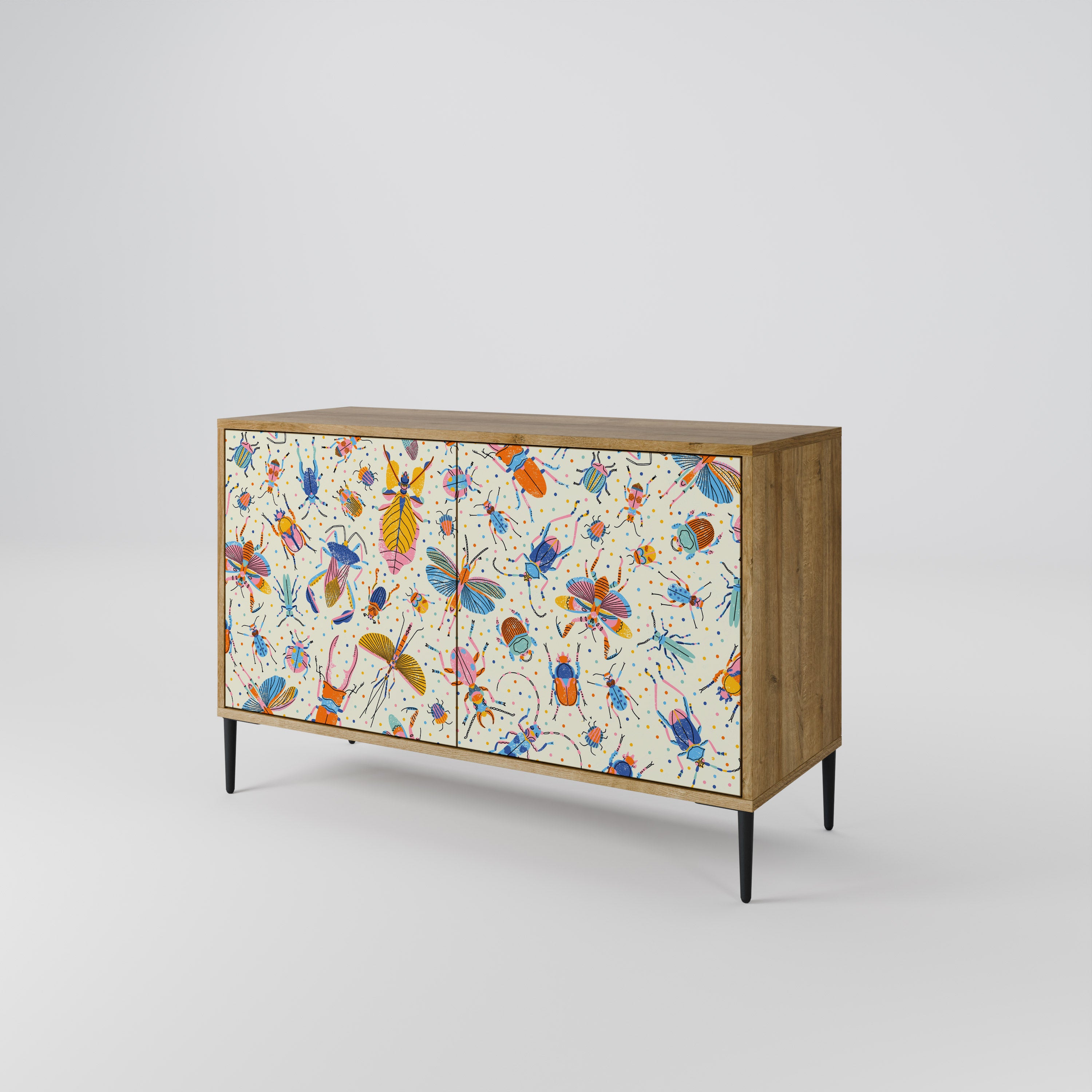 COLORFUL INSECTS 2-Door Sideboard in Oak Effect