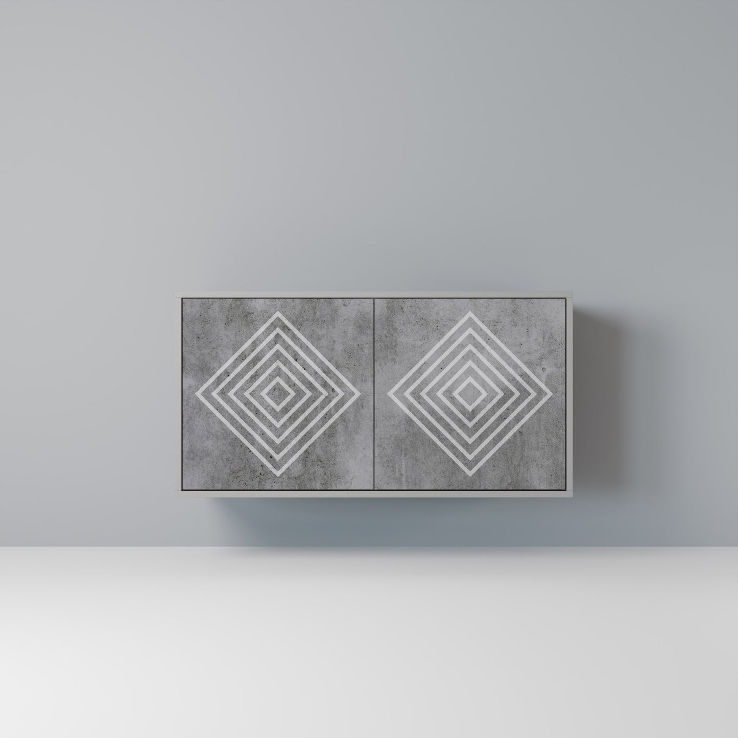 POLYGONAL ARTISTRY 2-dörrars skänk i grå finish