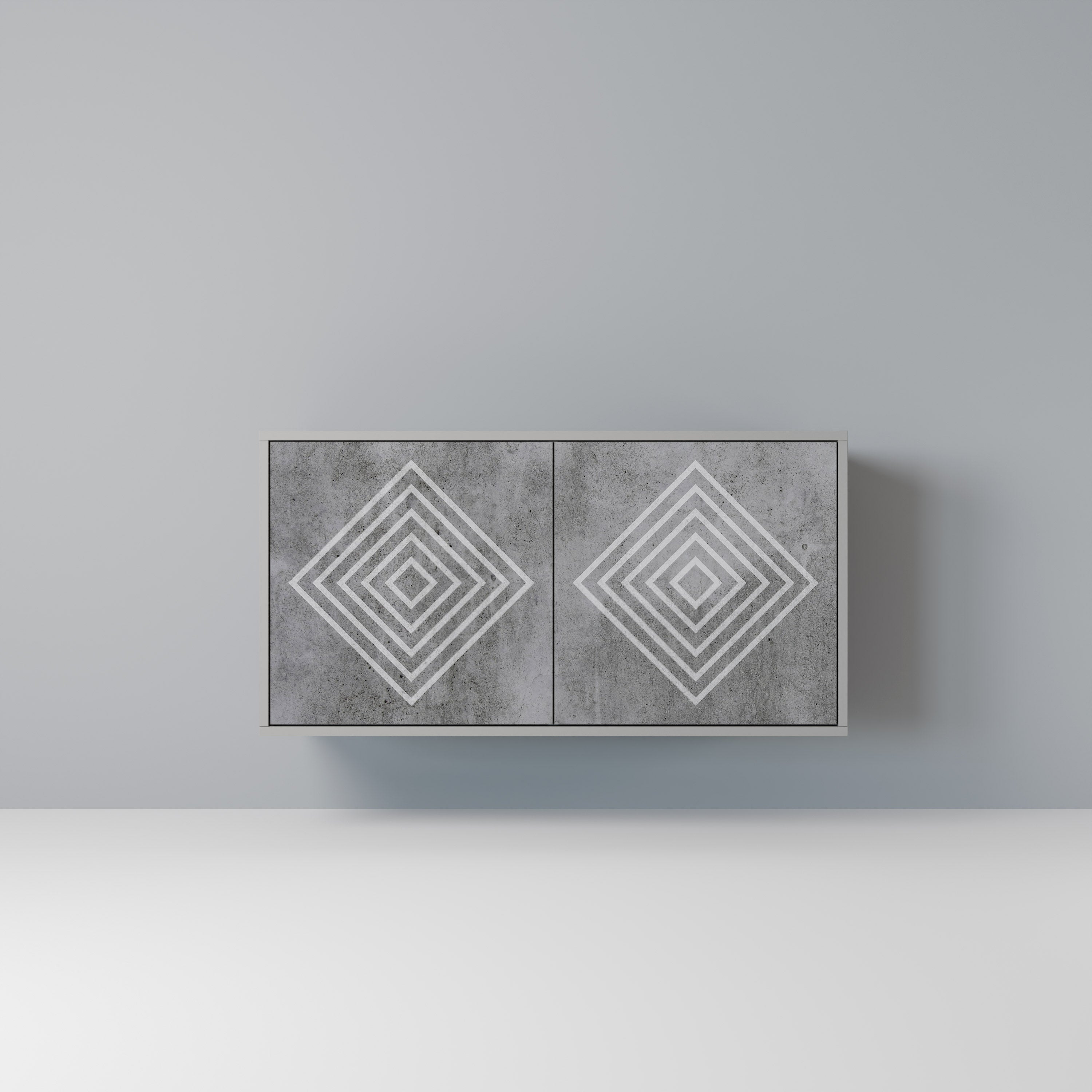 POLYGONAL ARTISTRY 2-dörrars skänk i grå finish