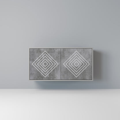POLYGONAL ARTISTRY 2-dörrars skänk i grå finish