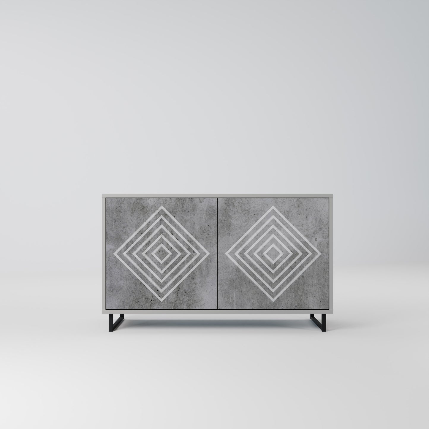 POLYGONAL ARTISTRY 2-dörrars skänk i grå finish