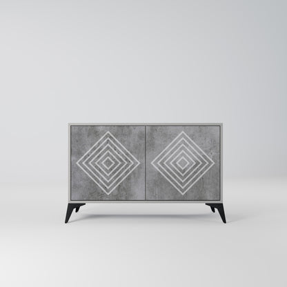 POLYGONAL ARTISTRY 2-dörrars skänk i grå finish