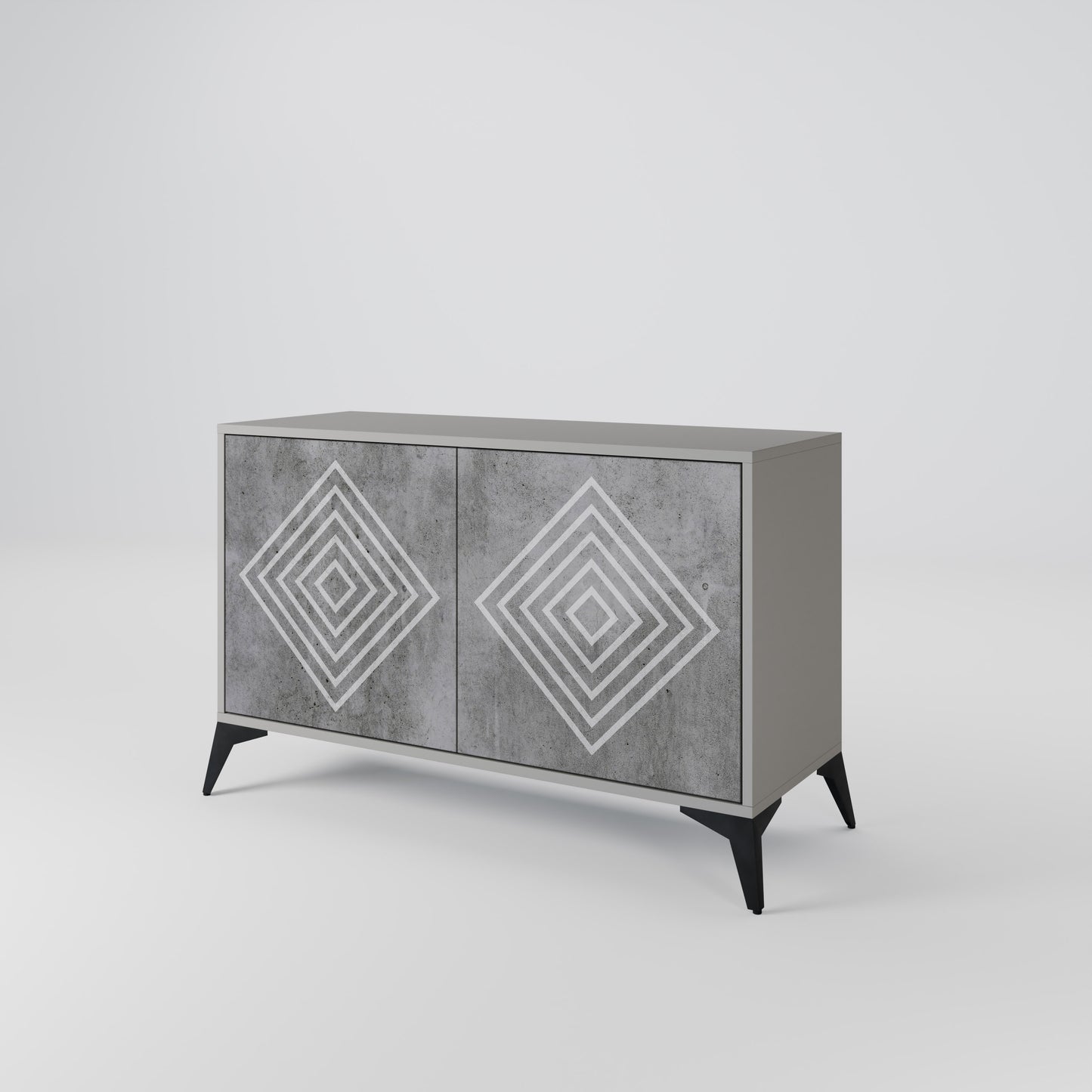 POLYGONAL ARTISTRY 2-dörrars skänk i grå finish