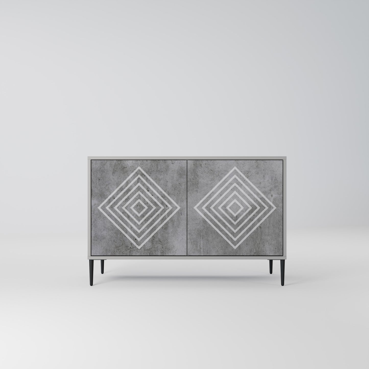 POLYGONAL ARTISTRY 2-dörrars skänk i grå finish