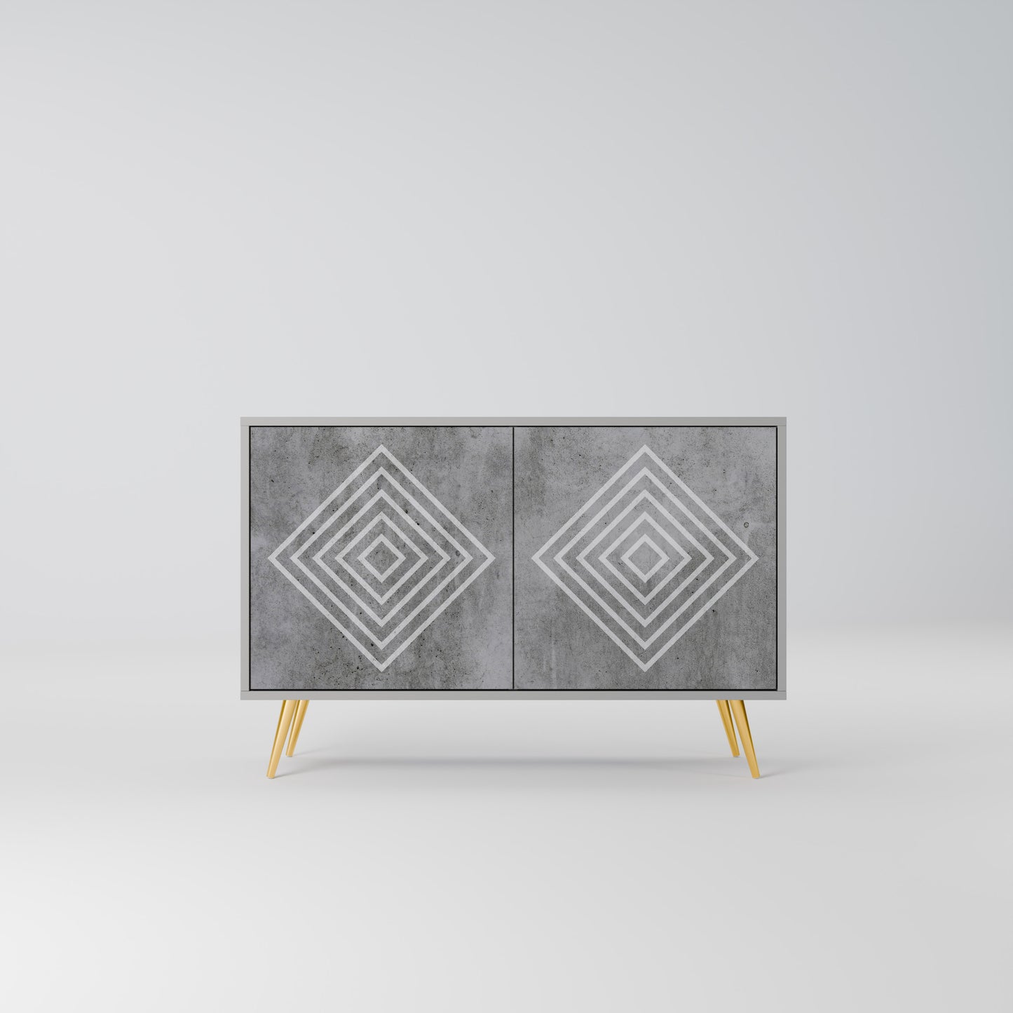 POLYGONAL ARTISTRY 2-dörrars skänk i grå finish