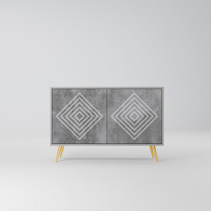 POLYGONAL ARTISTRY 2-dörrars skänk i grå finish
