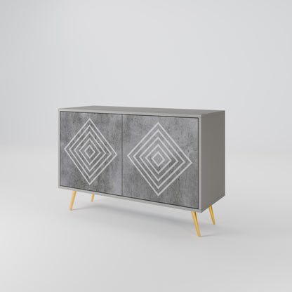 POLYGONAL ARTISTRY 2-dörrars skänk i grå finish