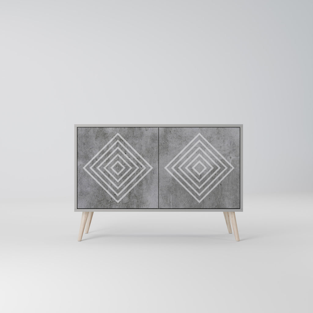 POLYGONAL ARTISTRY 2-dörrars skänk i grå finish