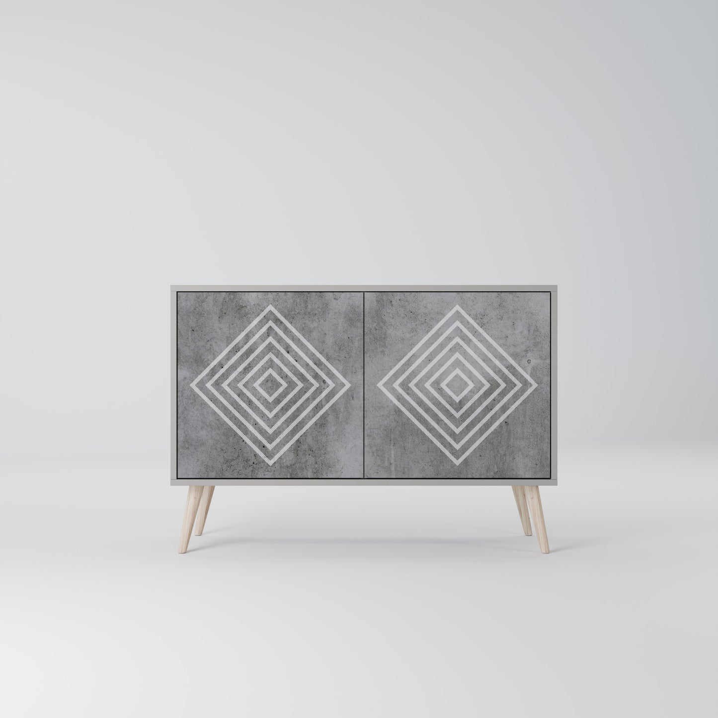 POLYGONAL ARTISTRY 2-dörrars skänk i grå finish