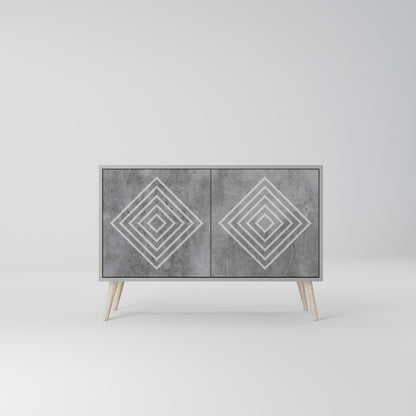 POLYGONAL ARTISTRY 2-dörrars skänk i grå finish