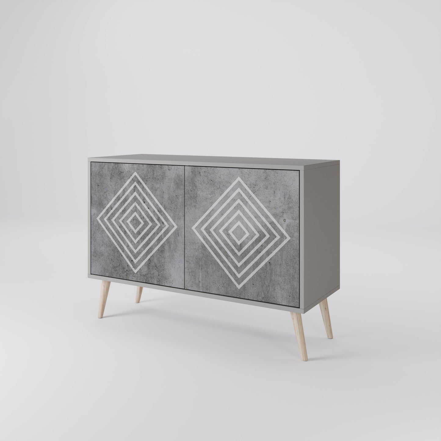 POLYGONAL ARTISTRY 2-dörrars skänk i grå finish