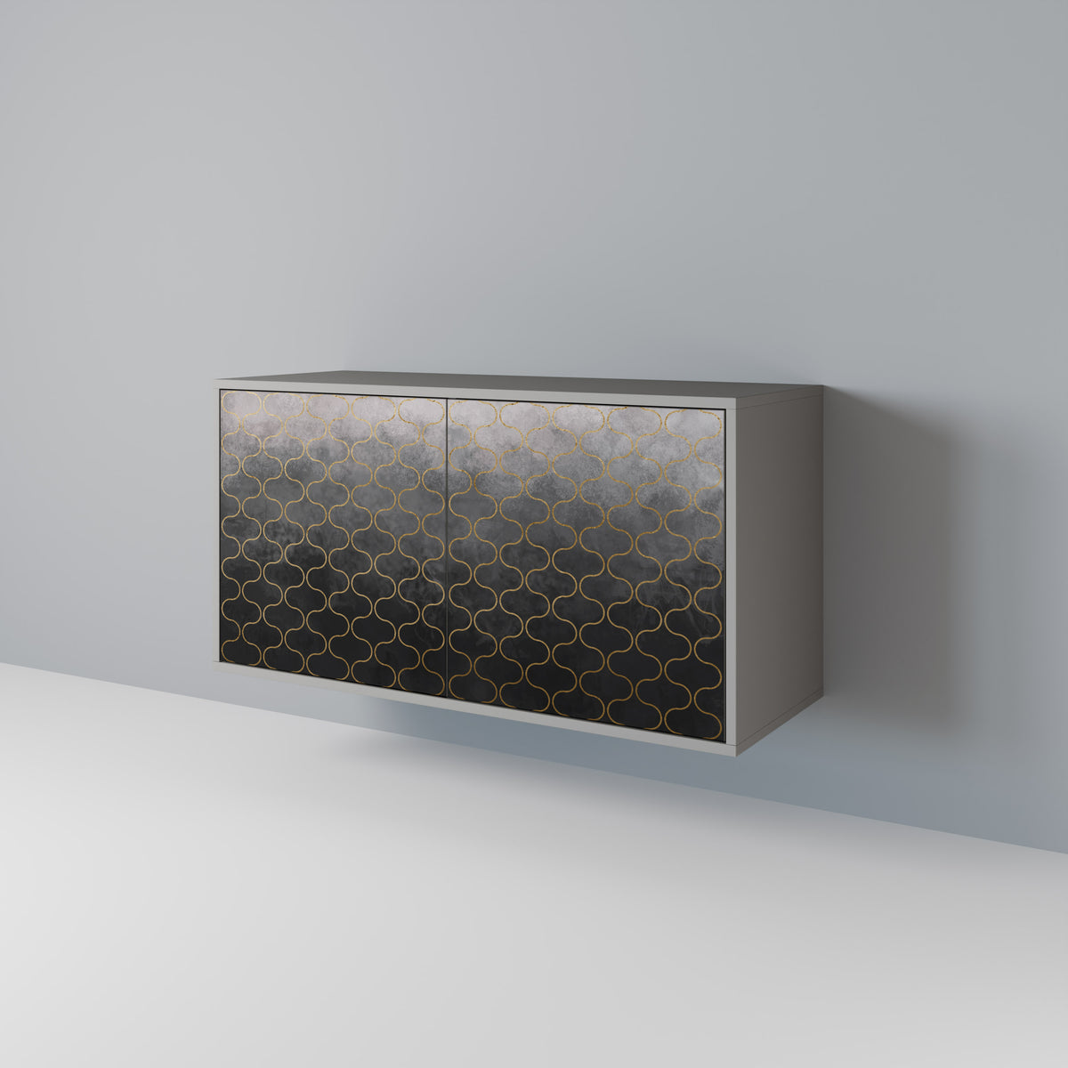 TESSELATED GRAYISH Skänk med två dörrar