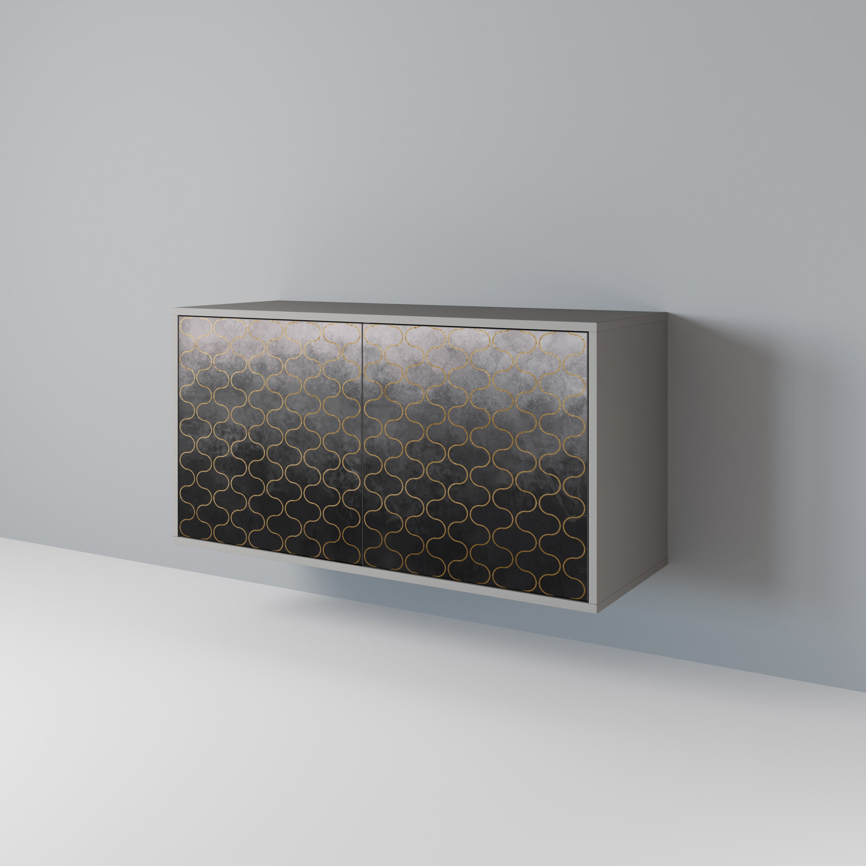 TESSELATED GRÅLIG 2-dörrars skänk i grå finish