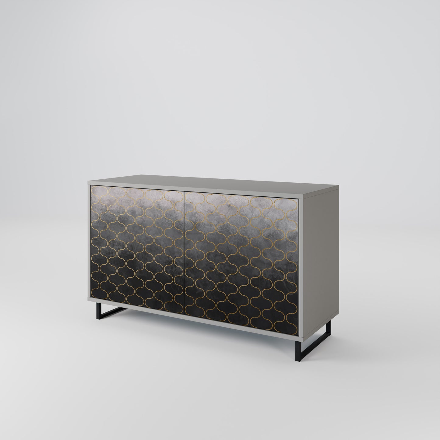 TESSELATED GRAYISH 2-Door Sideboard in Grey Finish