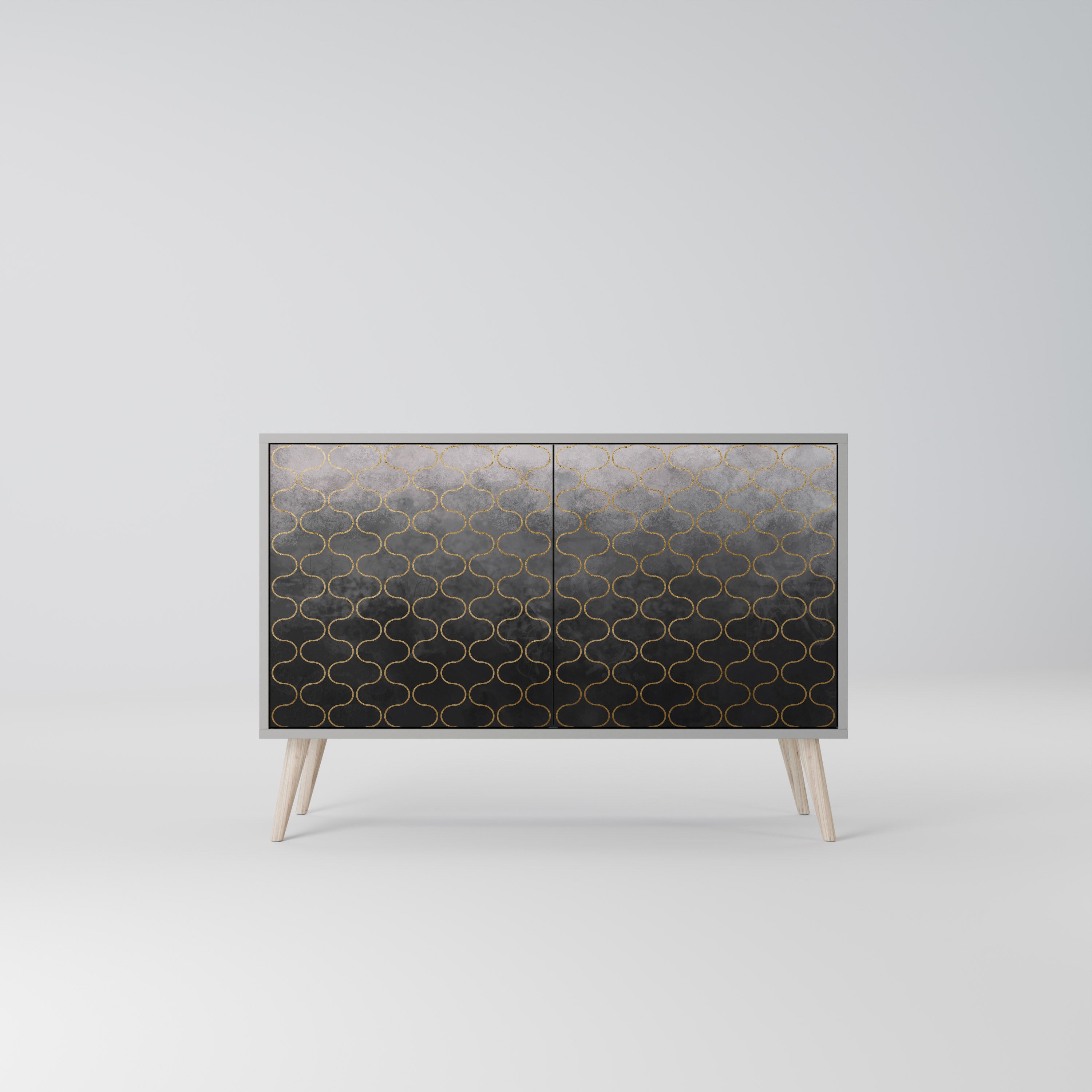 TESSELATED GRÅLIG 2-dörrars skänk i grå finish
