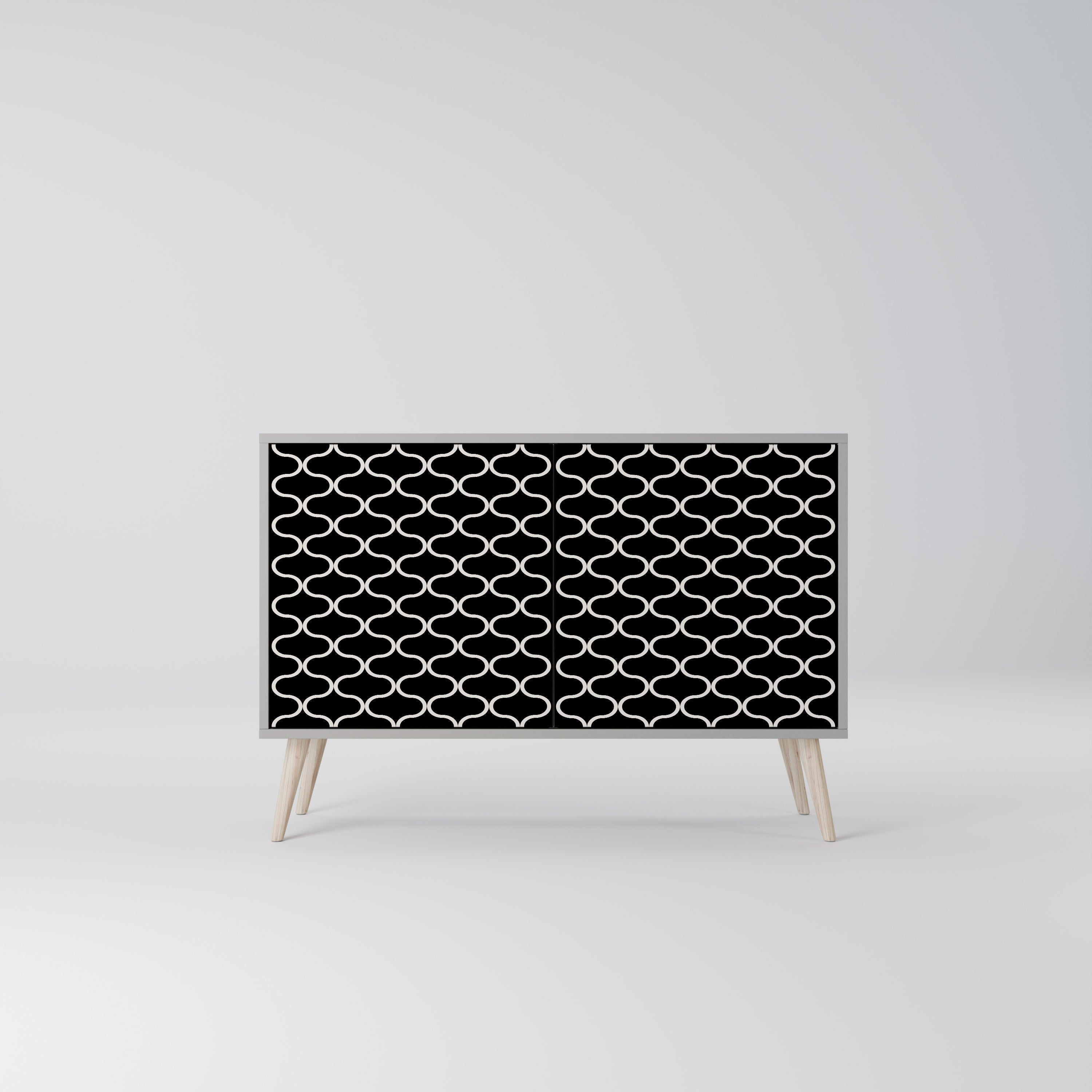 TESSELATED BLACKNESS 2-dörrars skänk i grå finish