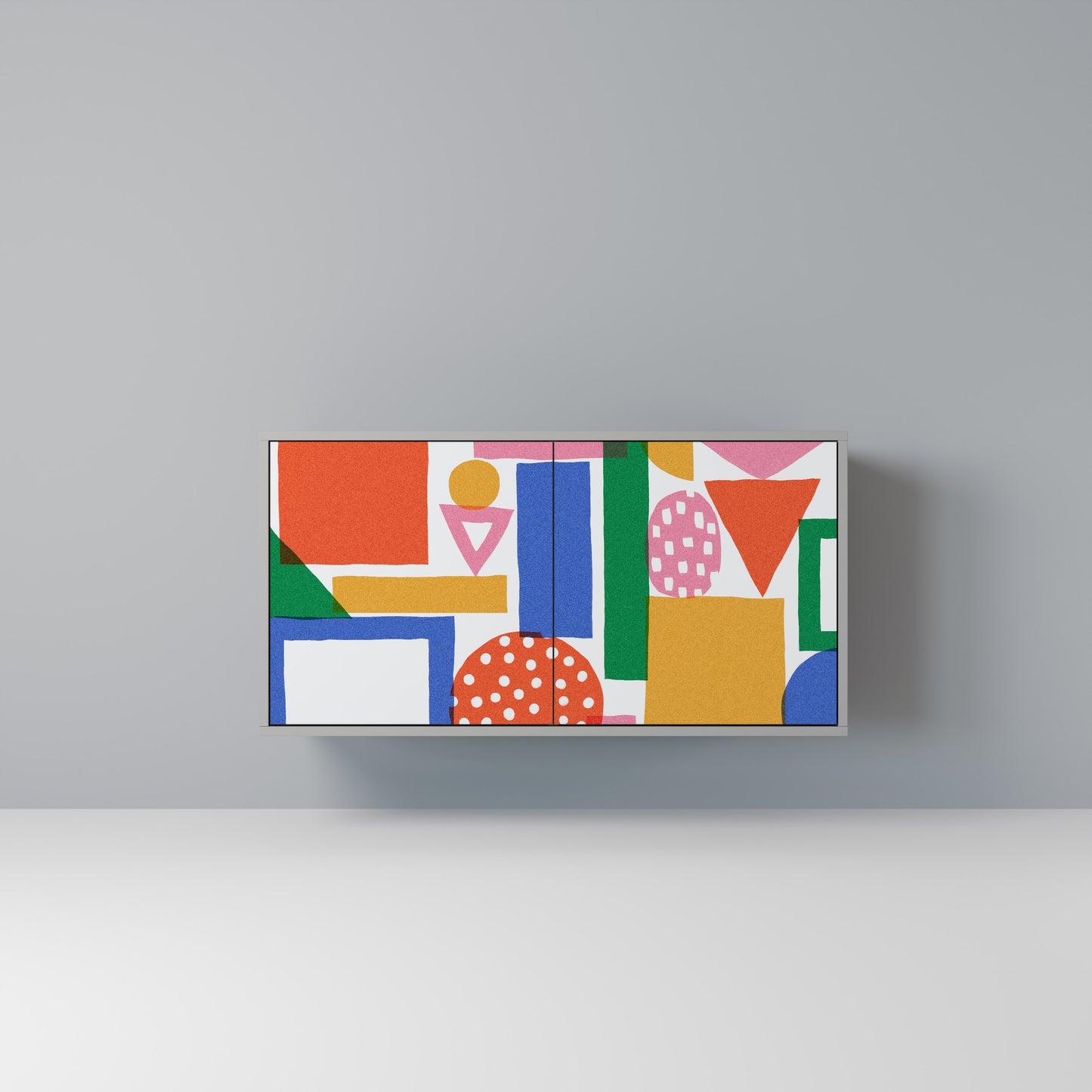 GEOMETRIC GLIMMER 2-dörrars skänk i grå finish
