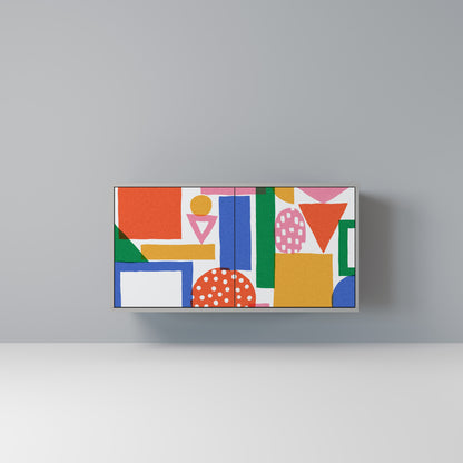 GEOMETRIC GLIMMER 2-dörrars skänk i grå finish