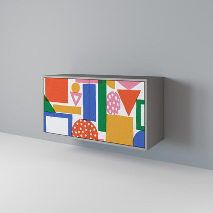 GEOMETRIC GLIMMER 2-dörrars skänk i grå finish