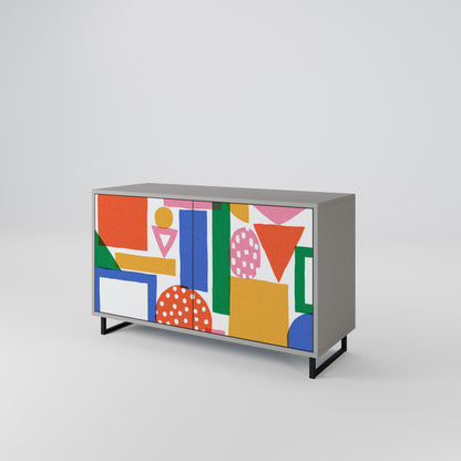 GEOMETRIC GLIMMER 2-dörrars skänk i grå finish