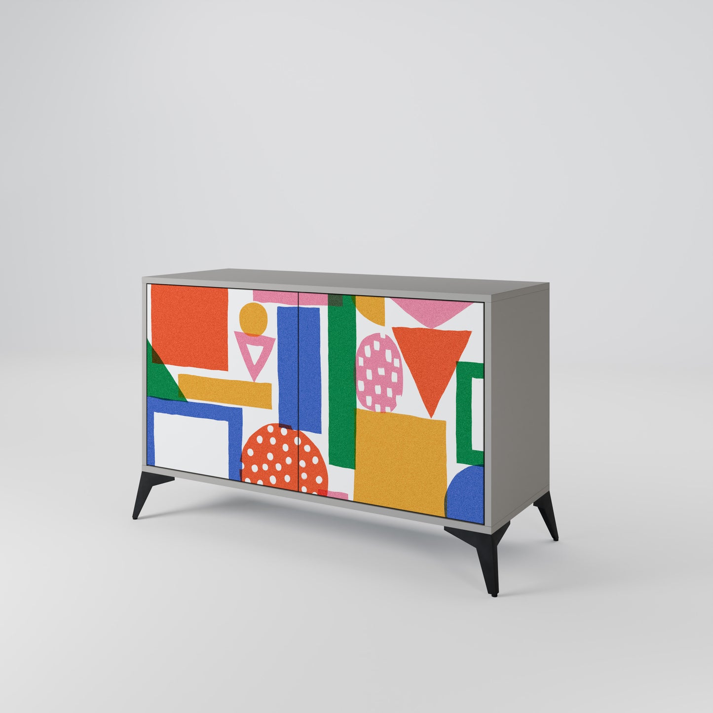 GEOMETRIC GLIMMER 2-dörrars skänk i grå finish
