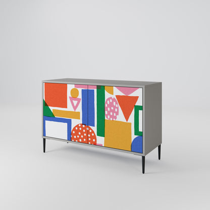 GEOMETRIC GLIMMER 2-dörrars skänk i grå finish
