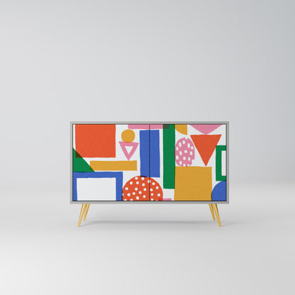 GEOMETRIC GLIMMER 2-dörrars skänk i grå finish