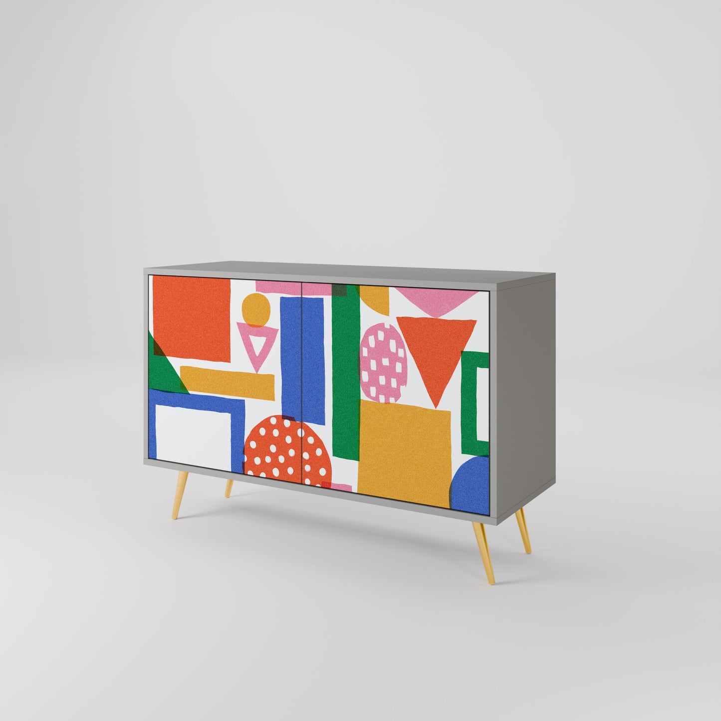 GEOMETRIC GLIMMER 2-dörrars skänk i grå finish
