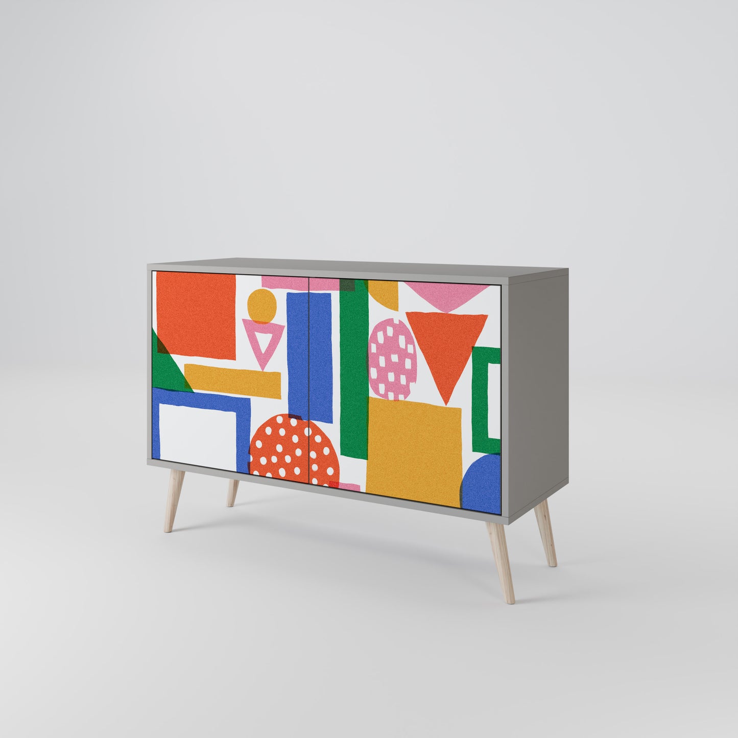 GEOMETRIC GLIMMER 2-dörrars skänk i grå finish