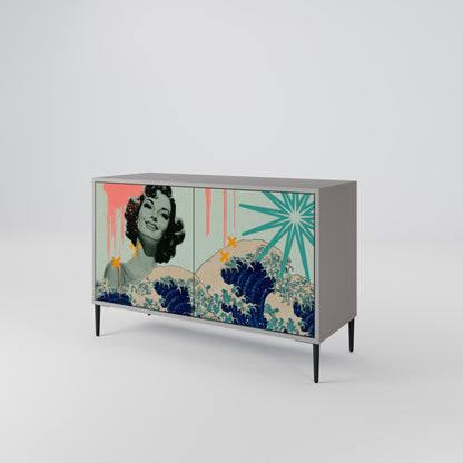 KANAGAWA BEAUTY 2-dörrars skänk i grå finish