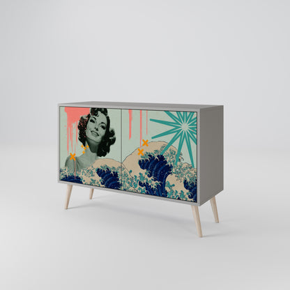 KANAGAWA BEAUTY 2-dörrars skänk i grå finish