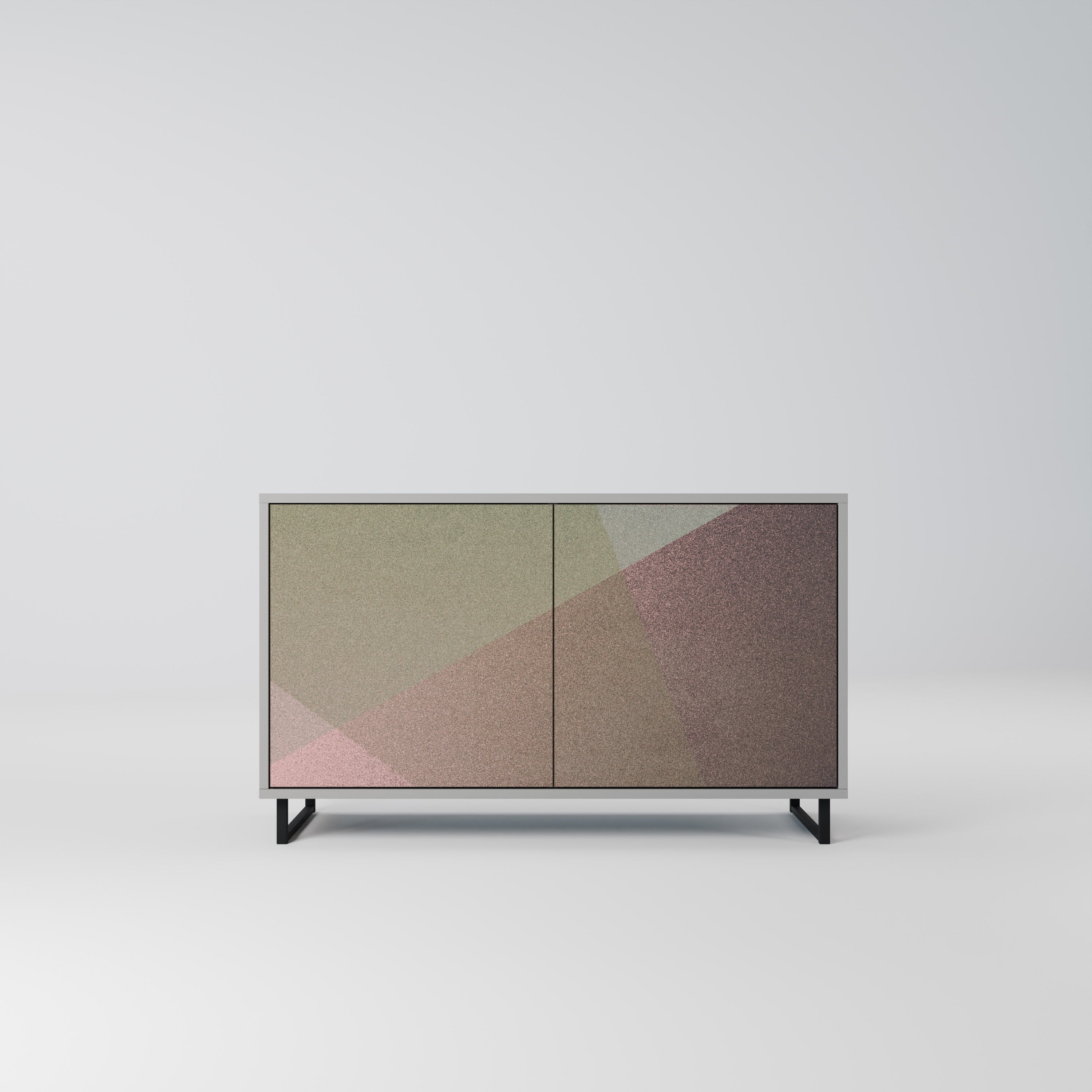 BEIGE GEOMETRY 2-dörrars skänk i grå finish