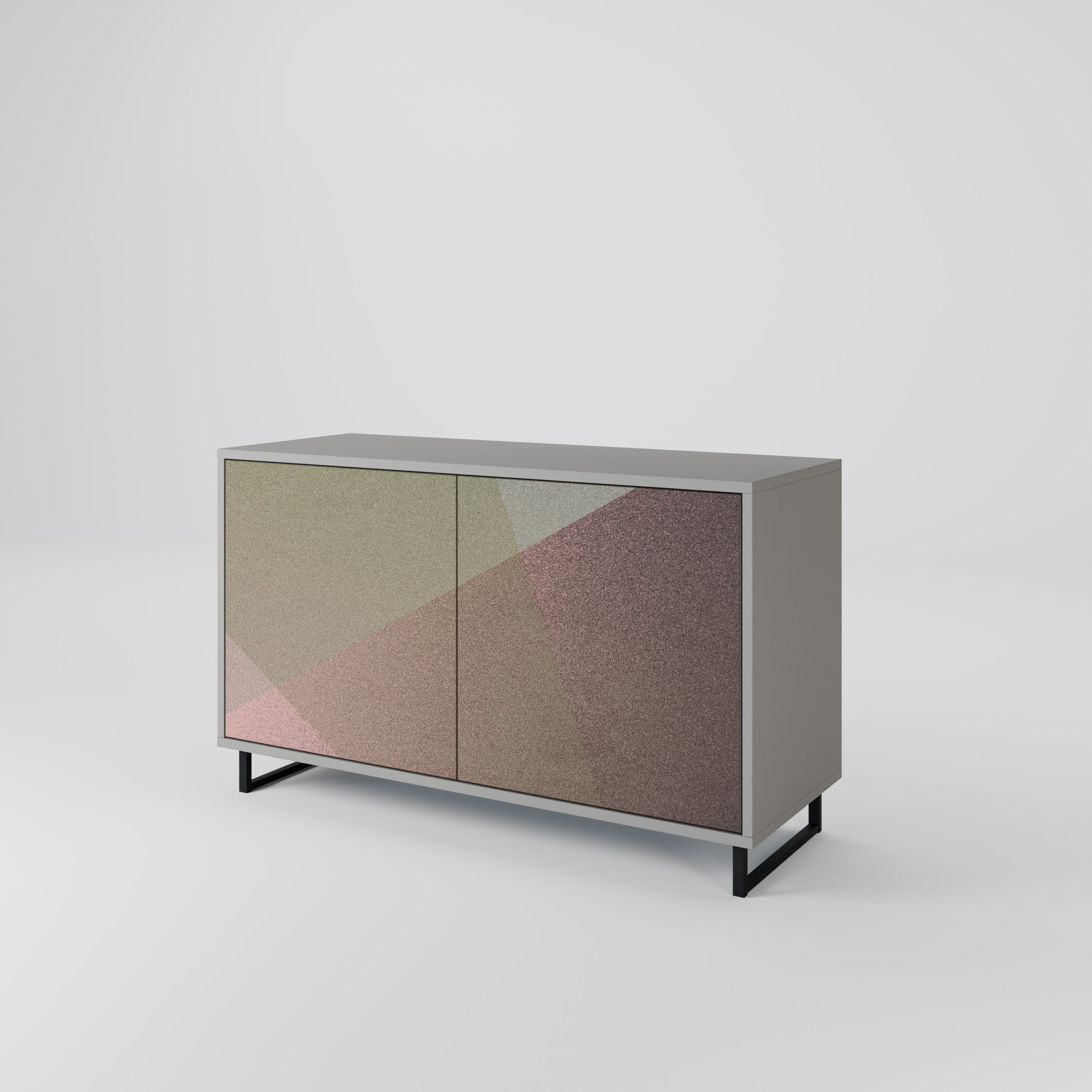 BEIGE GEOMETRY 2-dörrars skänk i grå finish