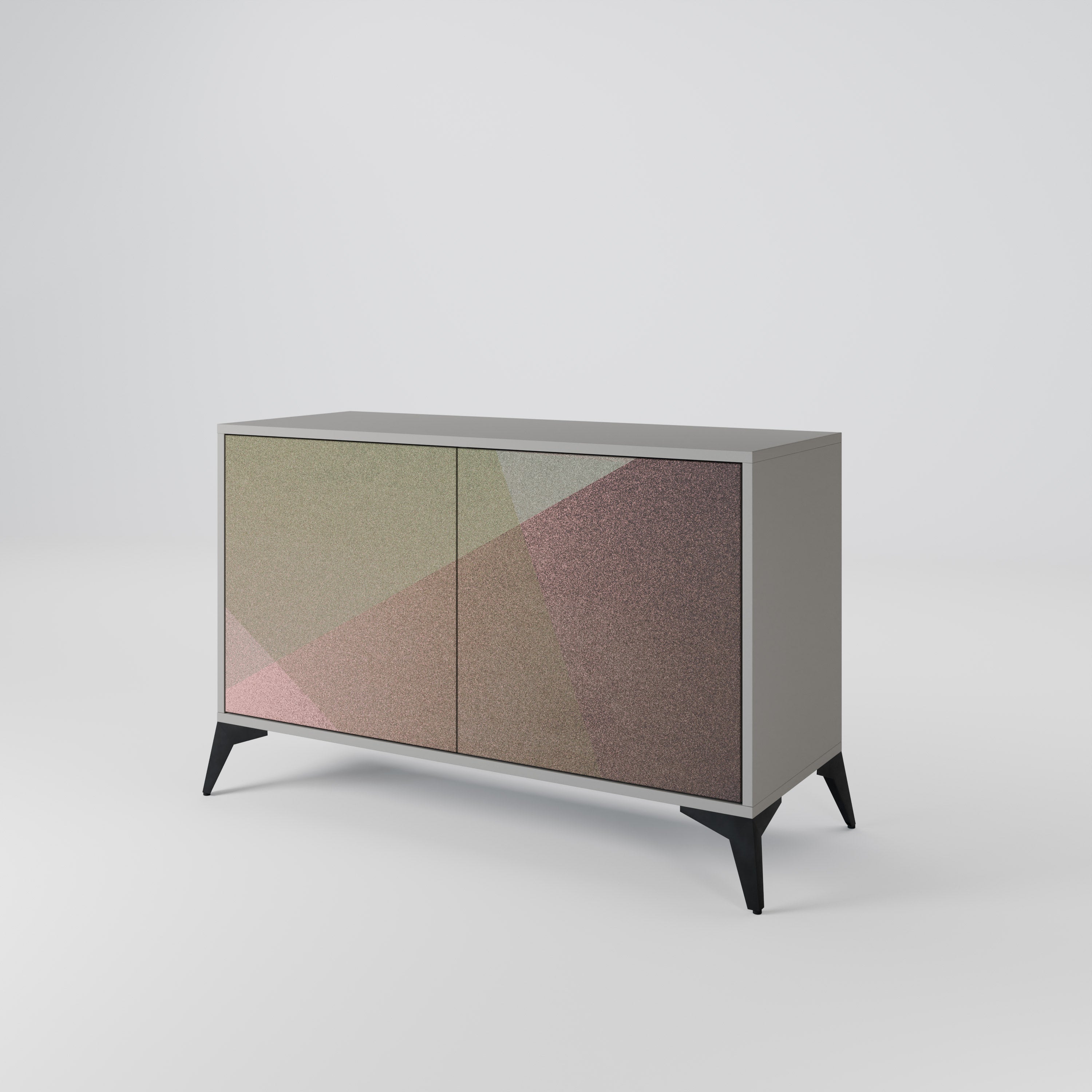 BEIGE GEOMETRY 2-dörrars skänk i grå finish