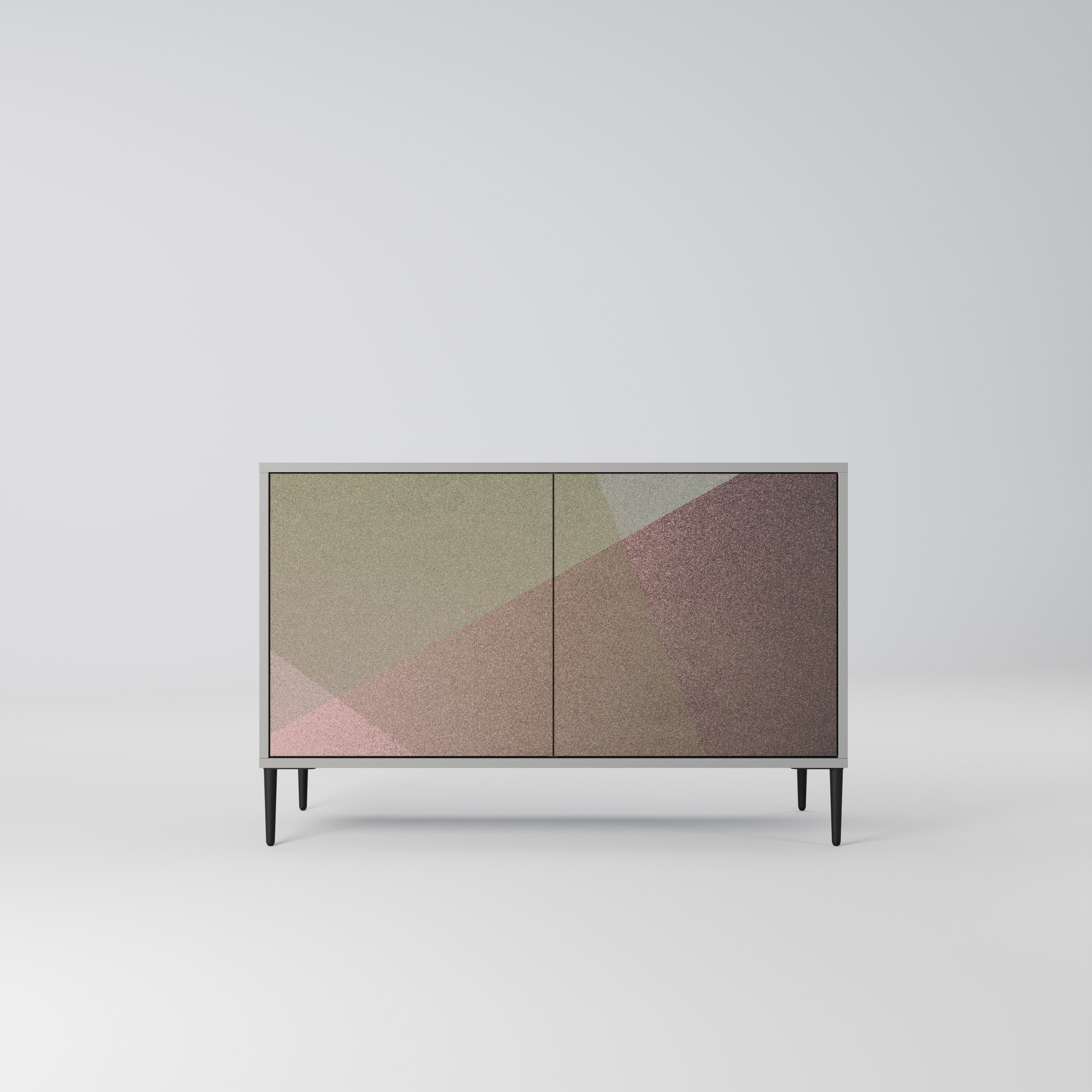 BEIGE GEOMETRY 2-dörrars skänk i grå finish