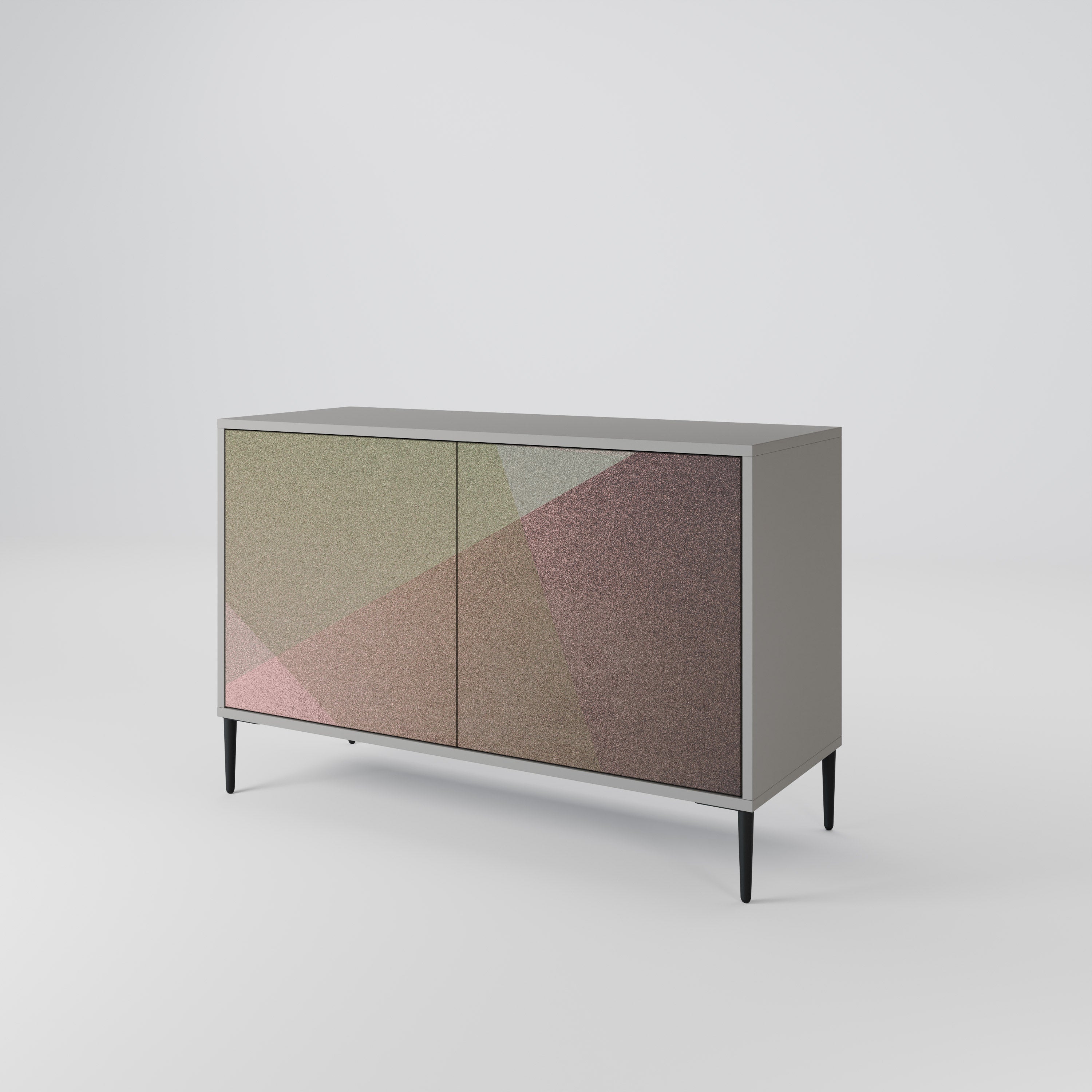BEIGE GEOMETRY 2-dörrars skänk i grå finish