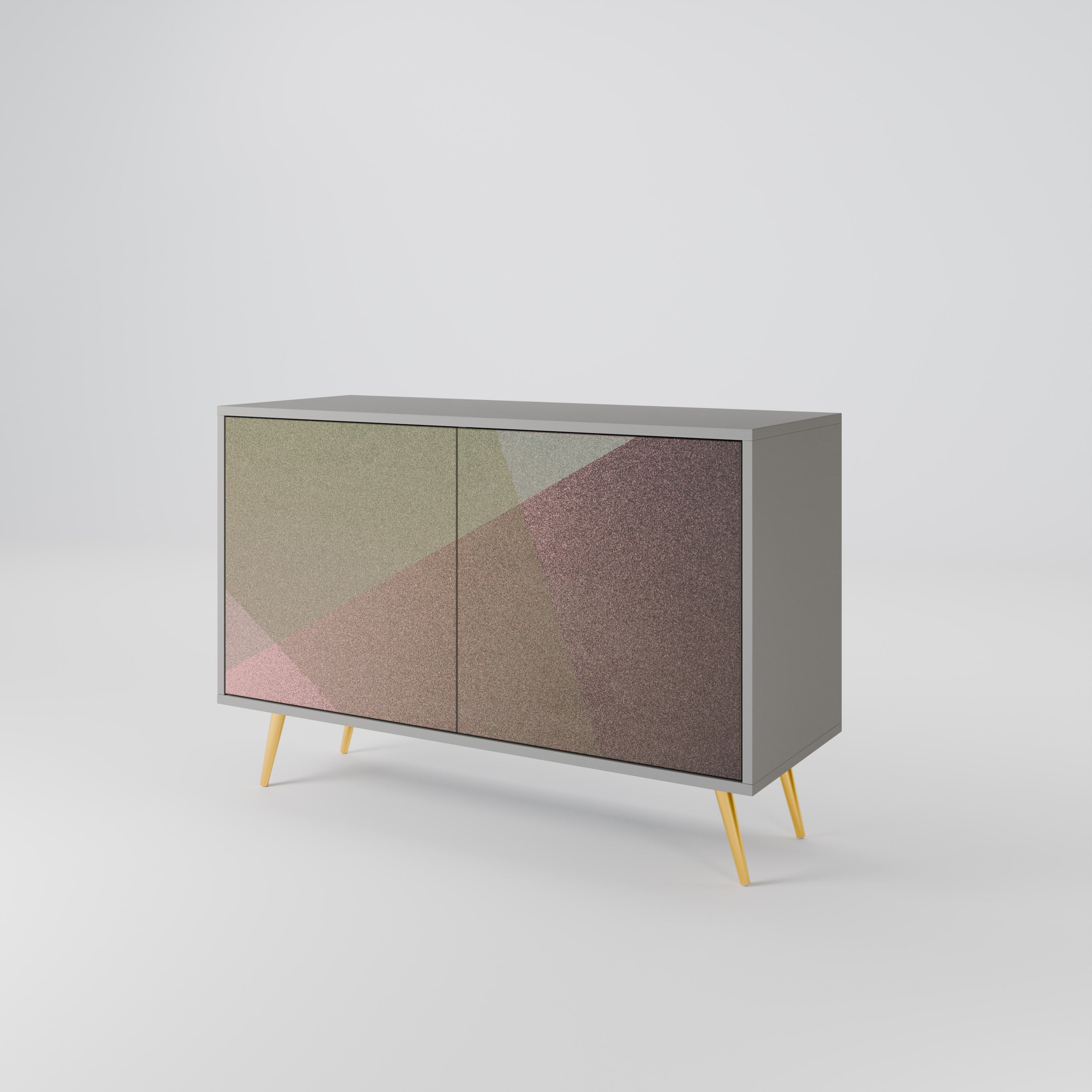 BEIGE GEOMETRY 2-dörrars skänk i grå finish