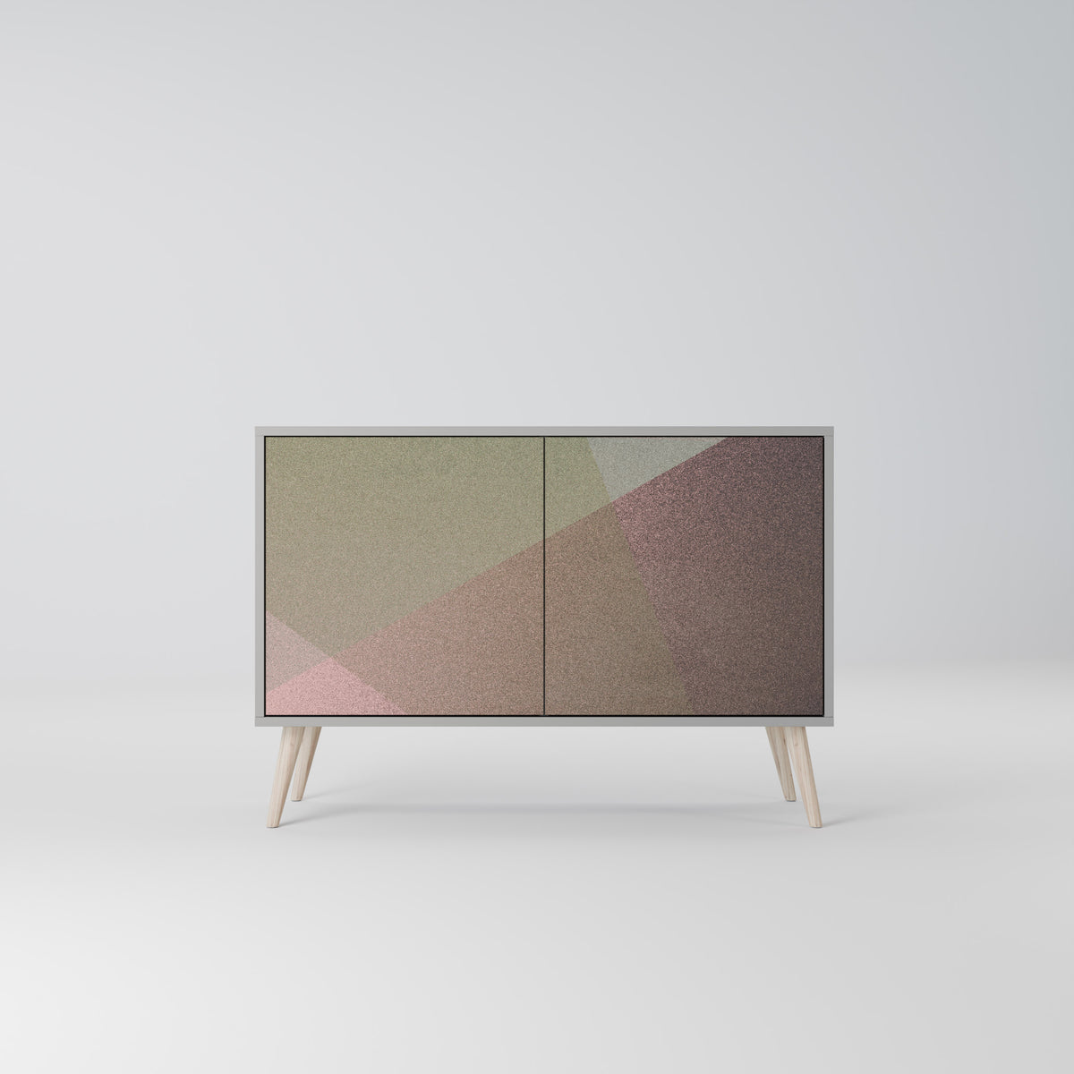 BEIGE GEOMETRY Skänk med två dörrar
