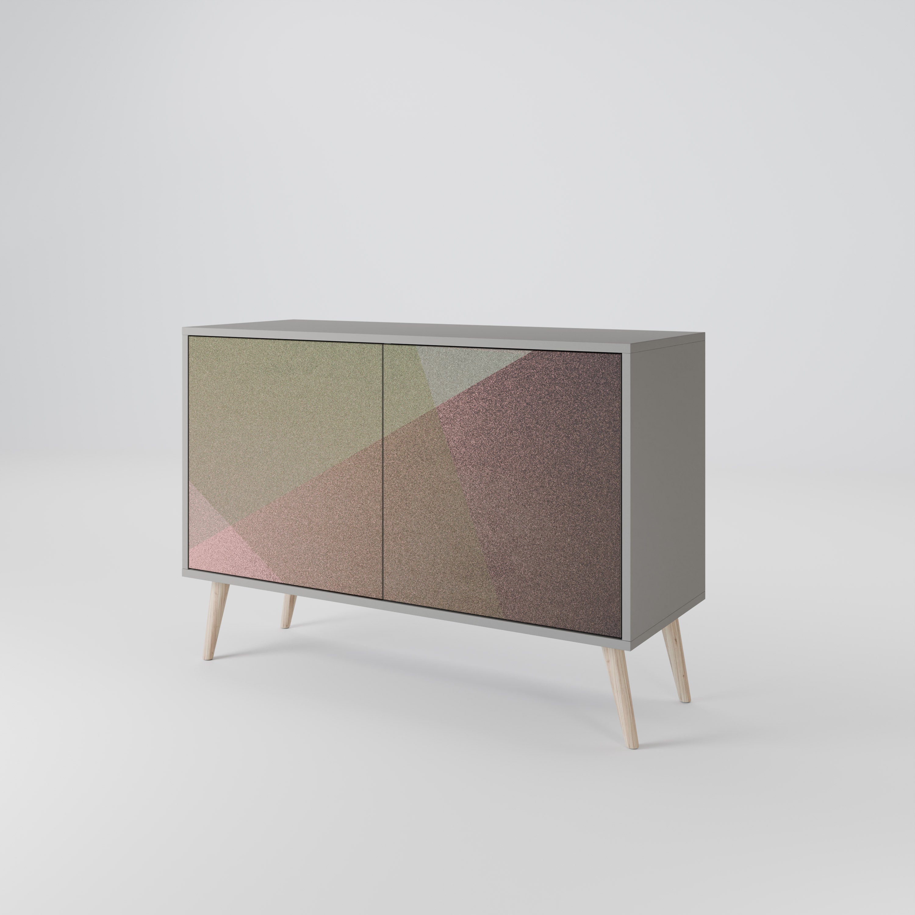 BEIGE GEOMETRY 2-dörrars skänk i grå finish
