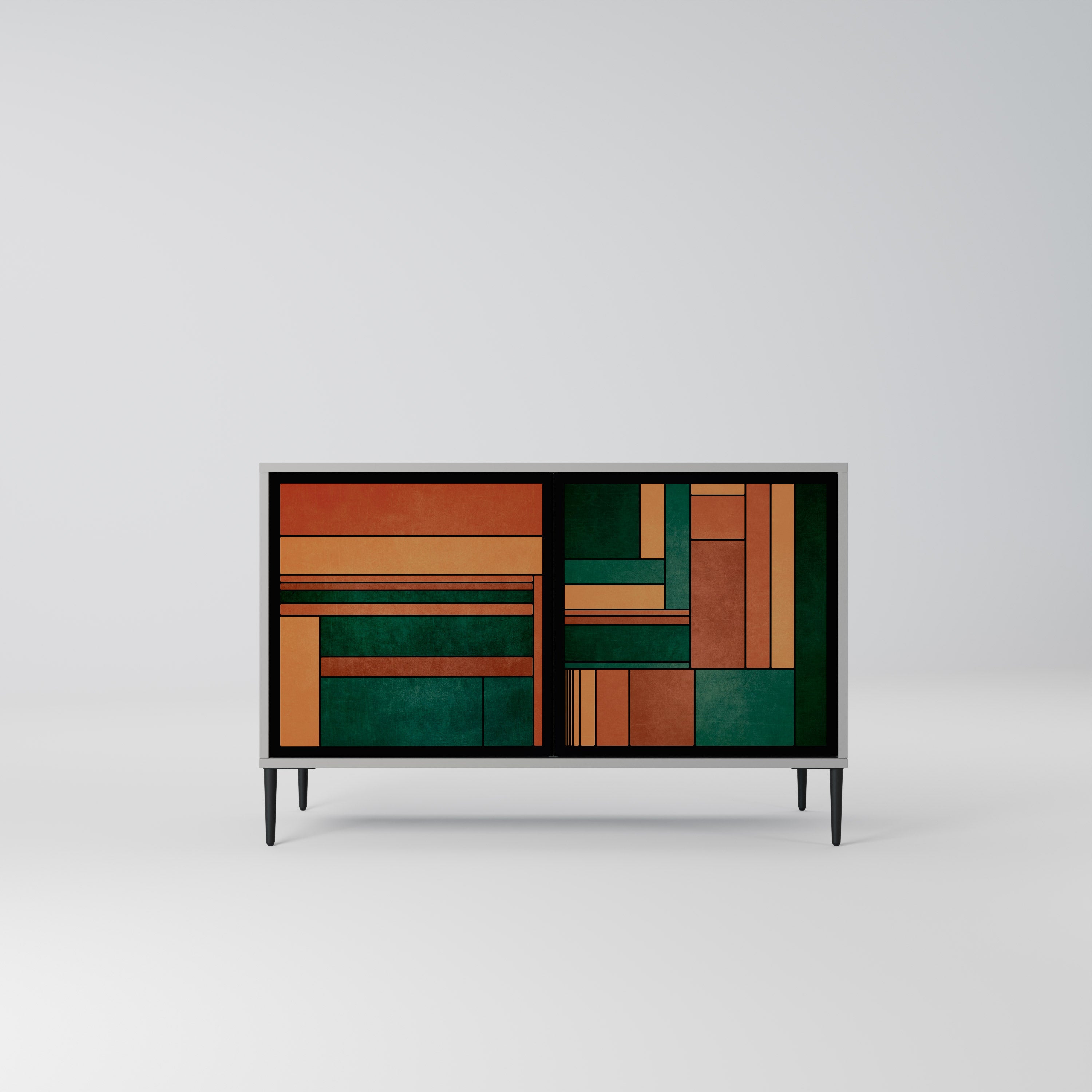 EARTHY FIGURES 2-dörrars skänk i grå finish