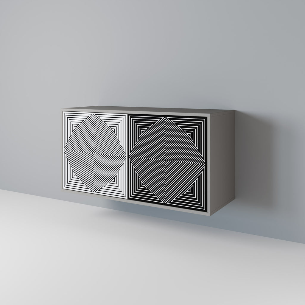 POLYGON ILLUSION 2-dörrars skänk i grå finish