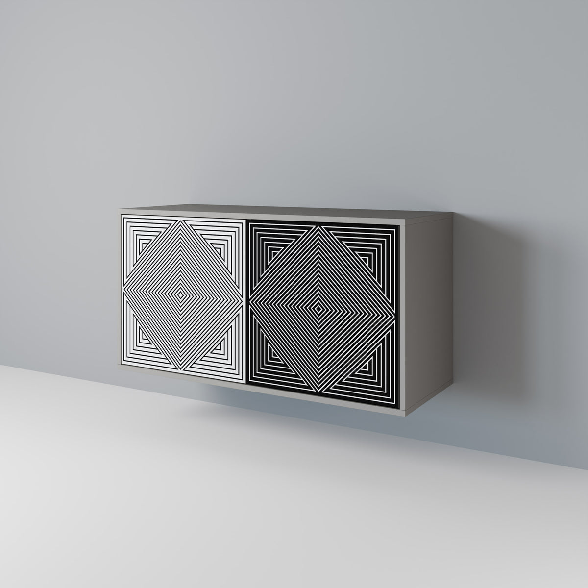 POLYGON ILLUSION Skänk med två dörrar