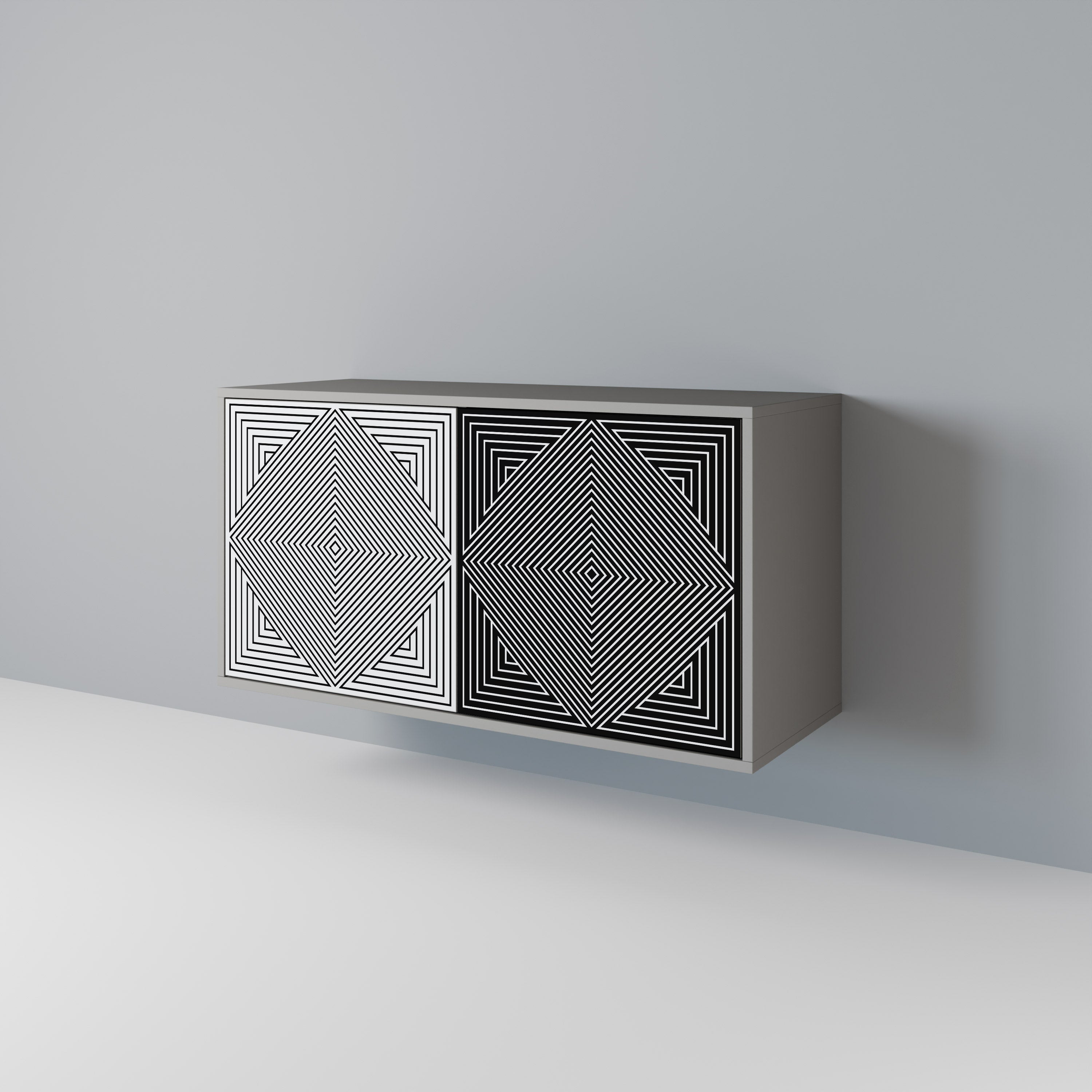 POLYGON ILLUSION 2-dörrars skänk i grå finish