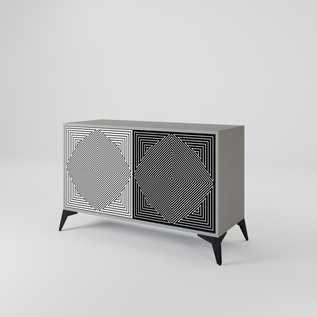 POLYGON ILLUSION 2-dörrars skänk i grå finish