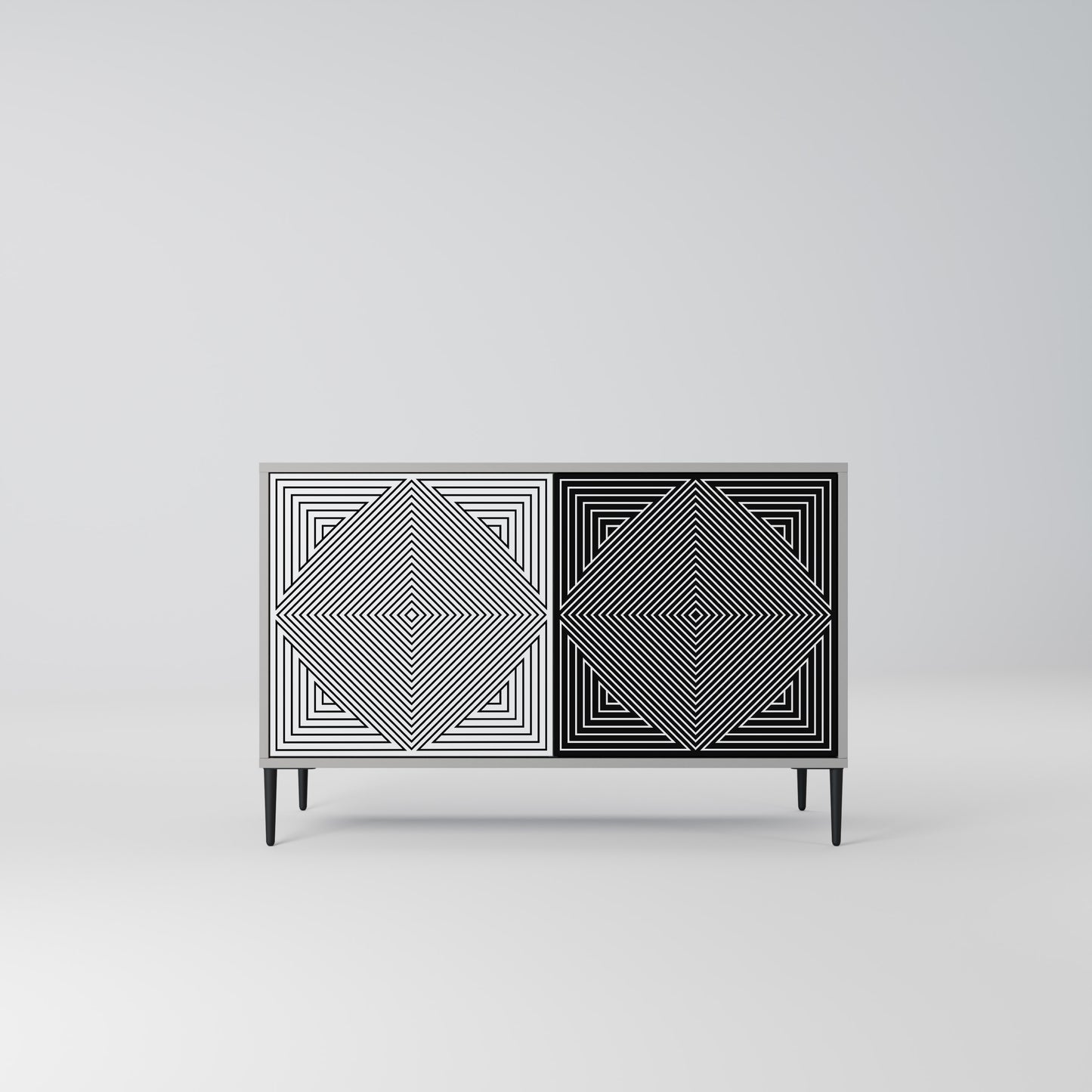 POLYGON ILLUSION 2-Door Sideboard in Grey Finish