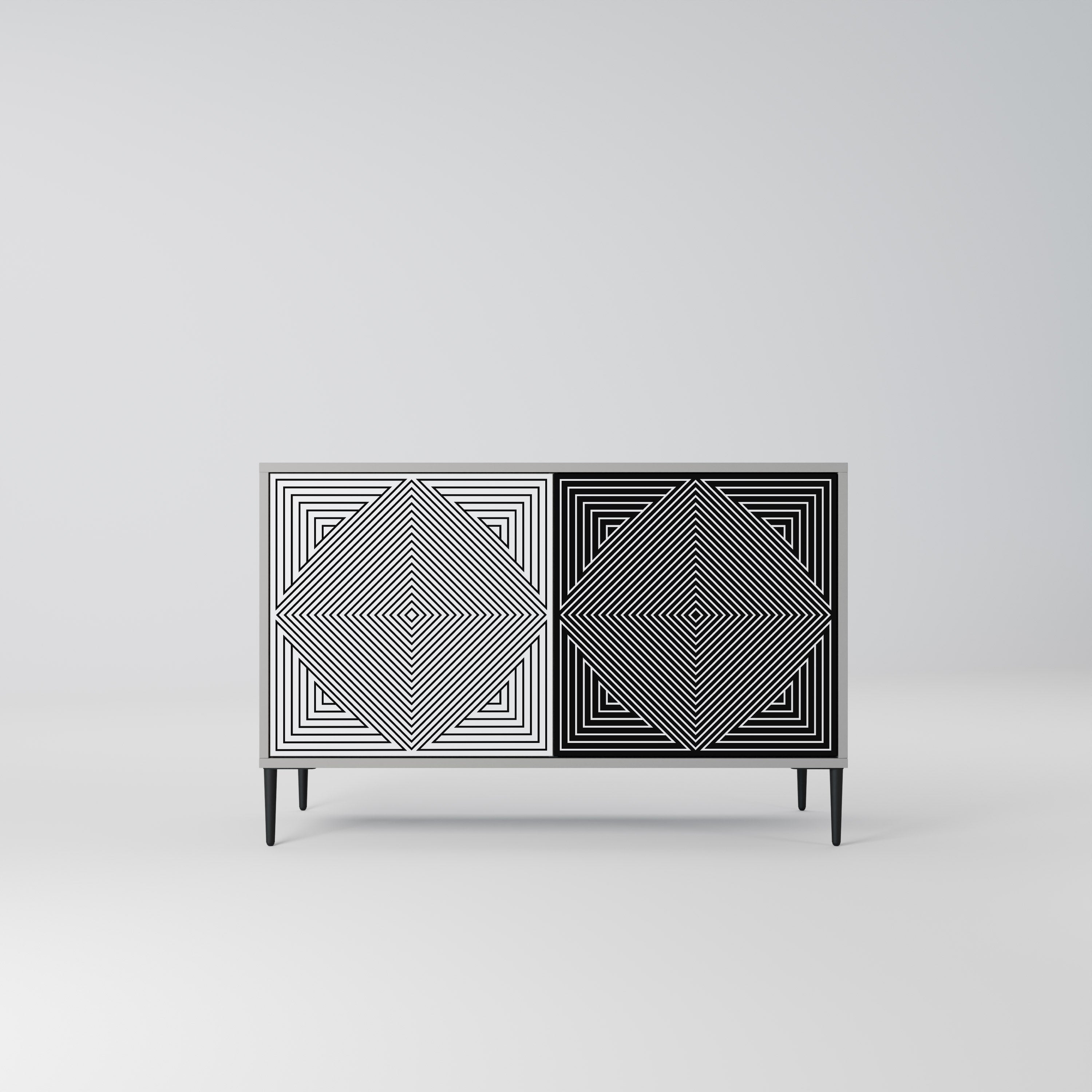 POLYGON ILLUSION 2-dörrars skänk i grå finish